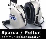 Sparco og Peltor kommunikationsudstyr