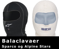 Hjelmhuer / balaclavaer fra Sparco og Alpine Stars